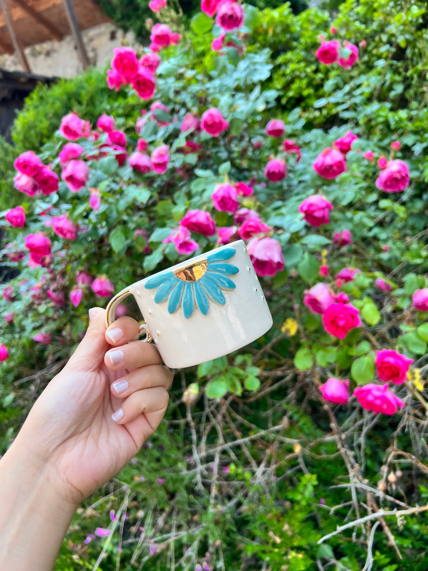 Turkuaz Gerbera Keramiktasse