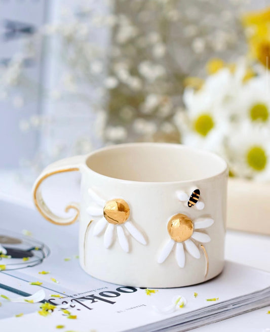 White Daisy Keramiktasse