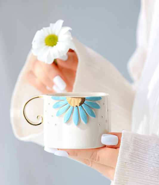Turkuaz Gerbera Keramiktasse