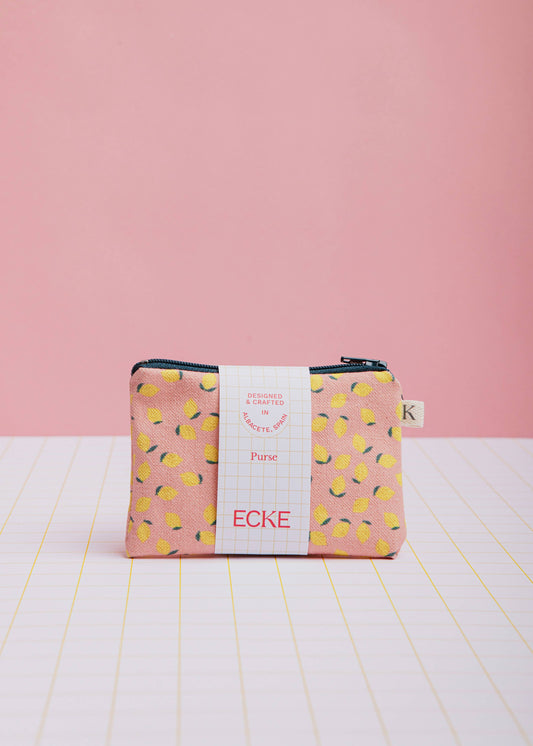 ECKE Geldbörse Limones Pink aus Baumwoll-Leinen