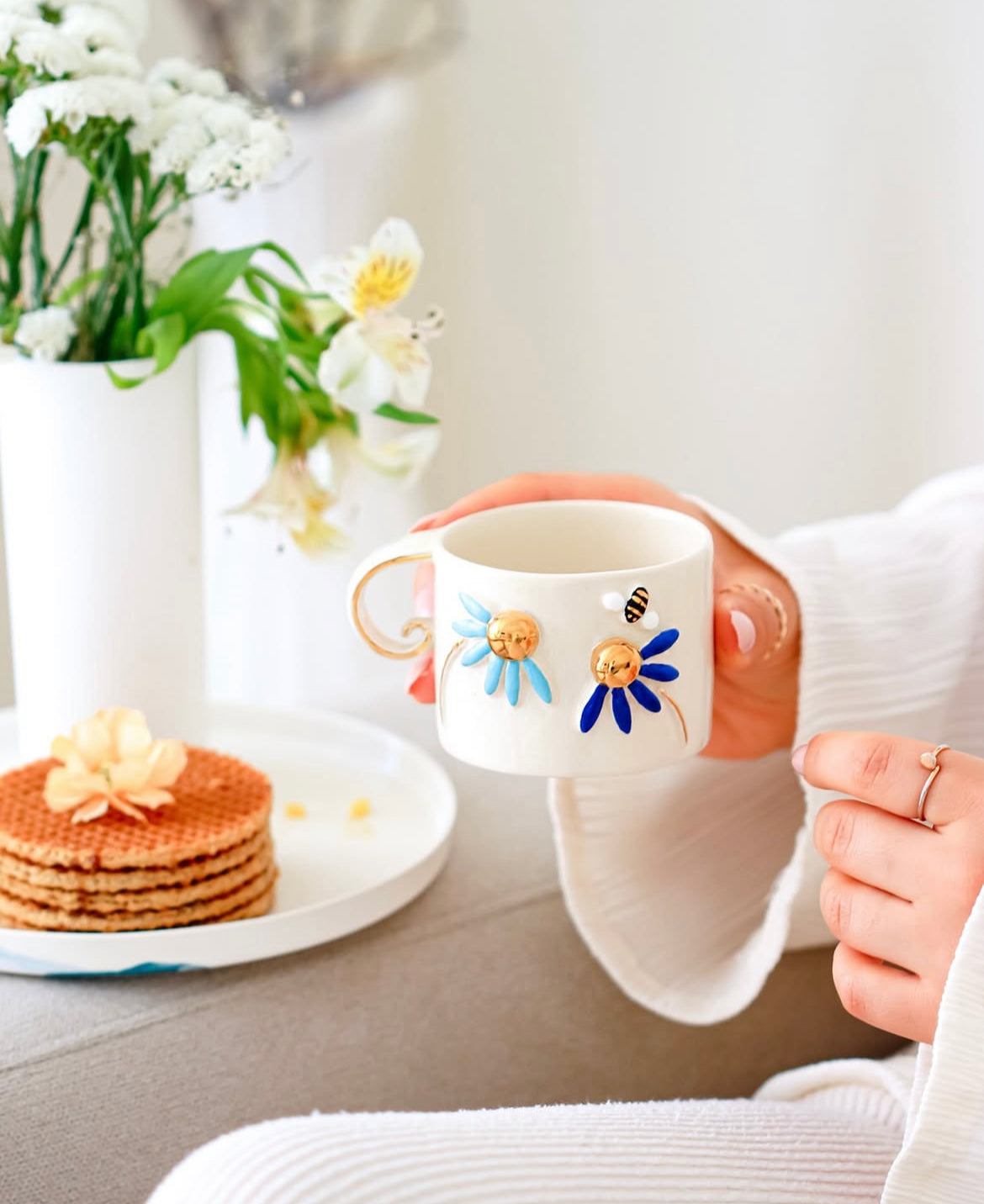 Blue Daisy Keramiktasse