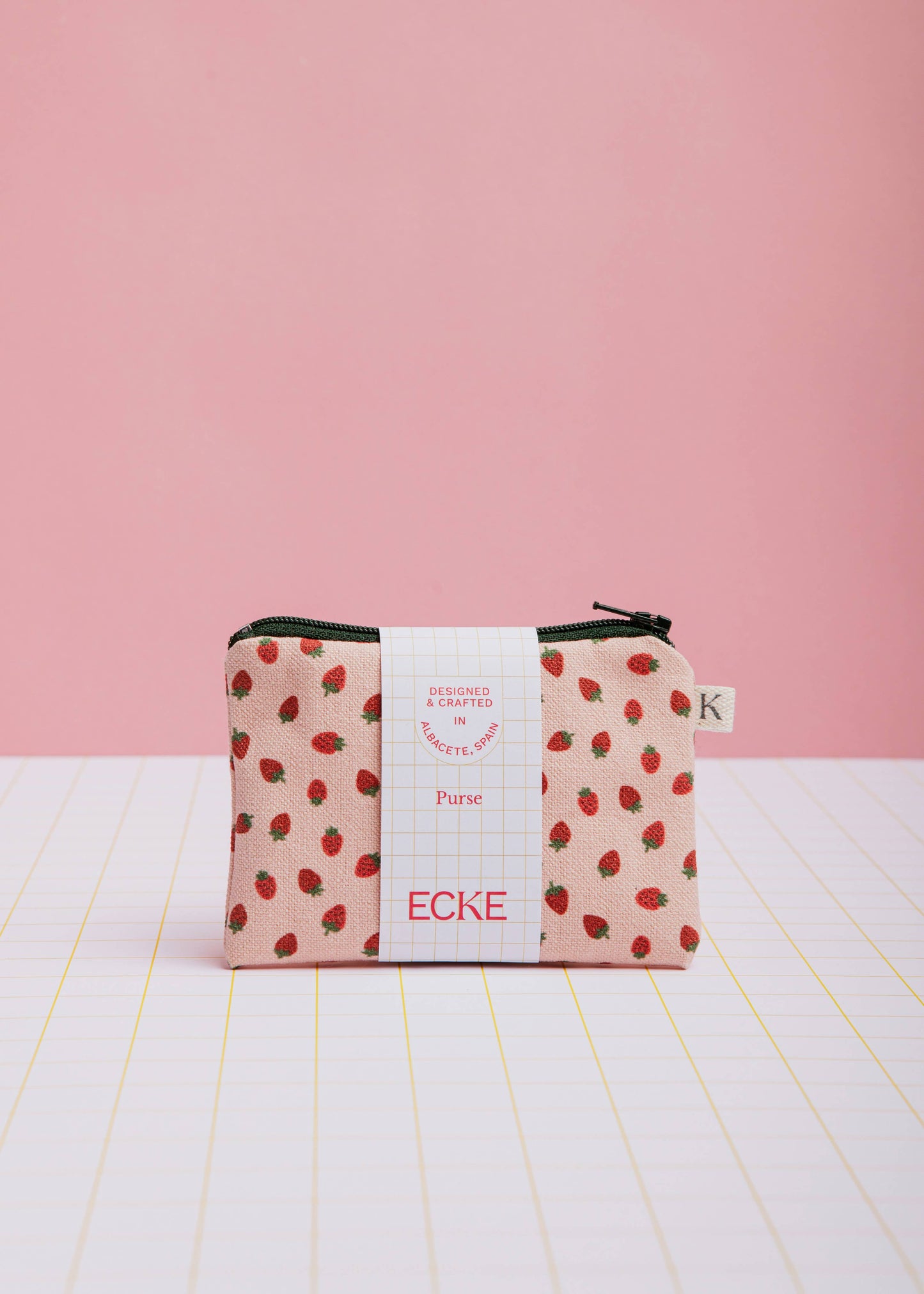 ECKE Geldbörse Fresas Pink aus Baumwolle, handgefertigt