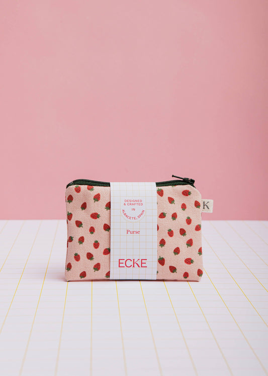 ECKE Geldbörse Fresas Pink aus Baumwolle, handgefertigt