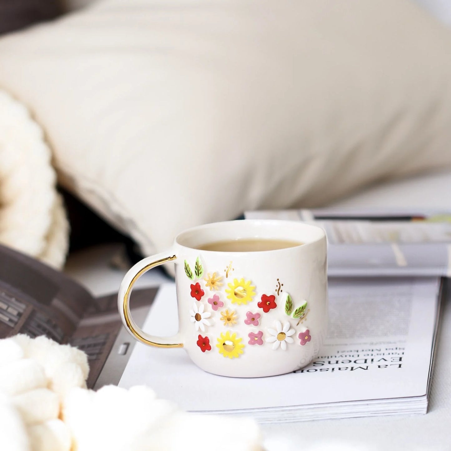 Flower ceramic mug