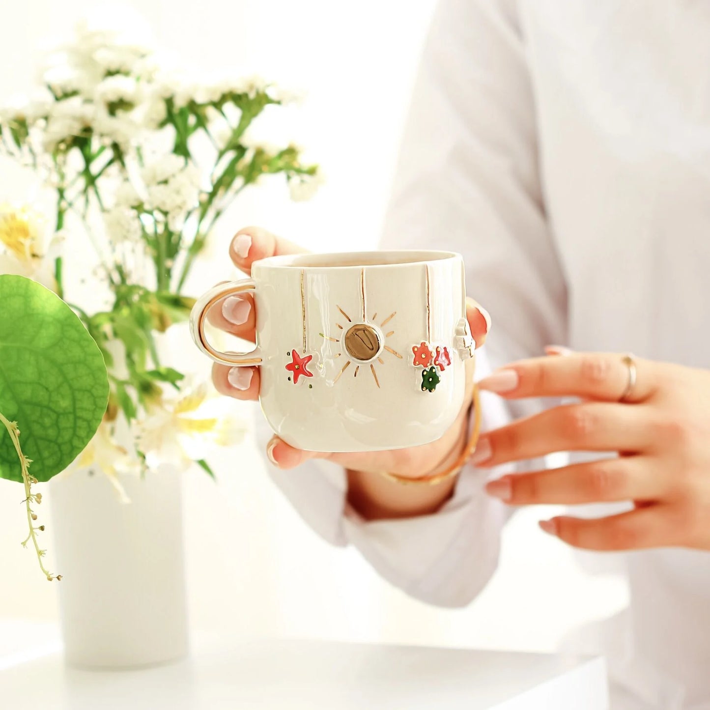Flower ceramic mug